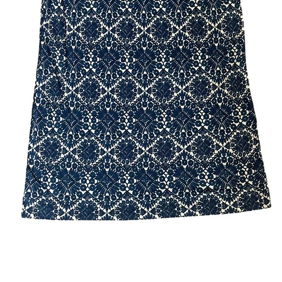 TORY Burch Women's 100% Silk Blue White Geometric Pattern Dress Size Small - Picture 3 of 12
